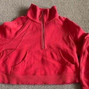 Red Half-Zip Pullover Sweatshirt